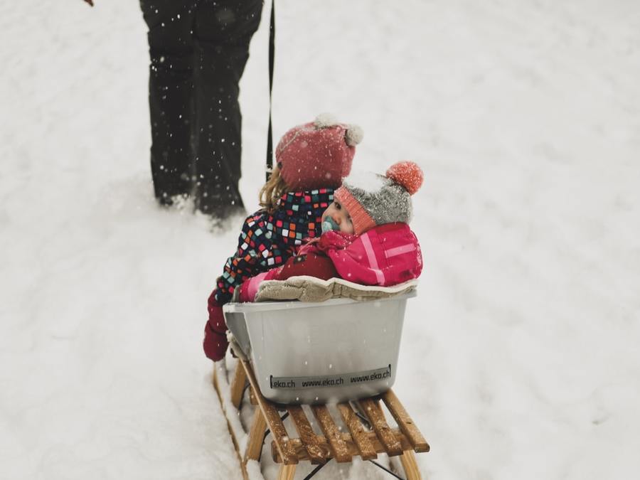 дети зимой на санках