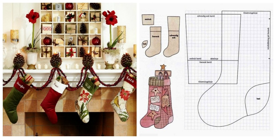 Новогодний декор своими руками идеи 2017: рождественские носки для подарков