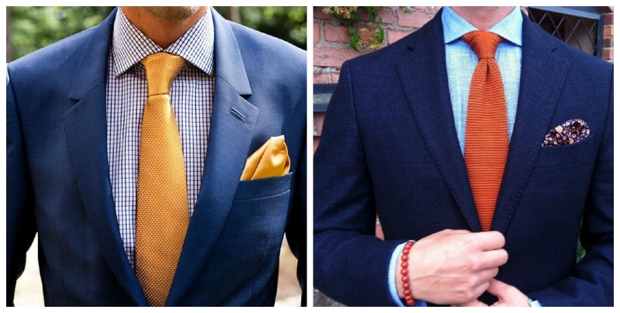 Цветной галстук оранжевого, желтого и золотого цветов