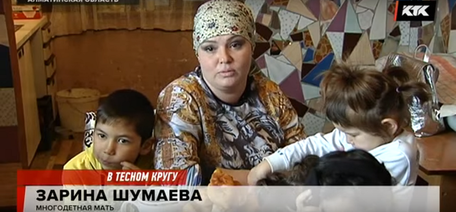 В Алматинской области женщина вынуждена ютиться в домике с 19 детьми (видео)